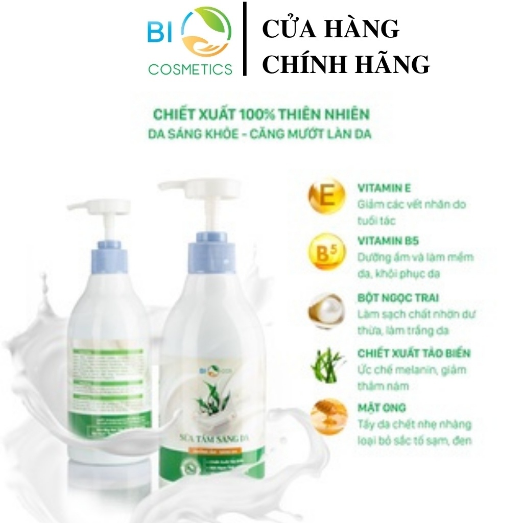 Sữa Tắm Trắng Da Body BIOCOS - Dưỡng Ẩm, Trắng Sáng, Chăm Sóc Phục Hồi Da 400ml.