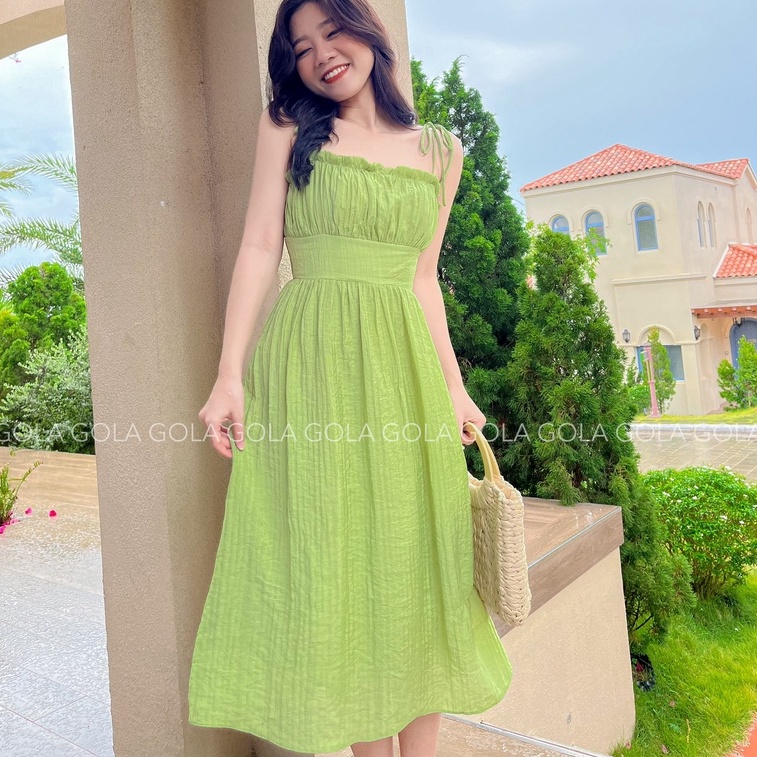 Đầm CARENA - Đầm 2 dây dài nhún ngực | BigBuy360 - bigbuy360.vn