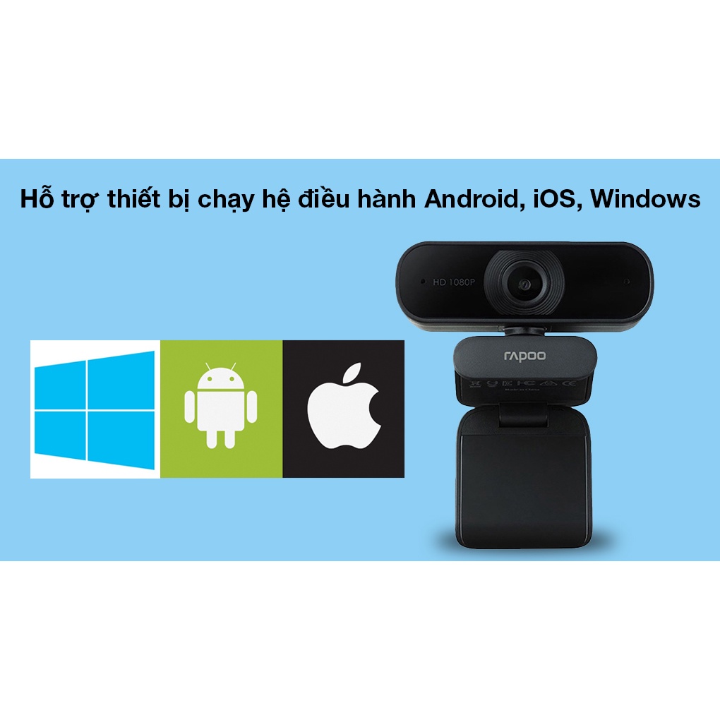 Webcam RAPOO C260 FullHD 1080P, tự động lấy nét, tích hợp micro | Hàng chính hãng | Bảo hành 24 tháng đổi mới