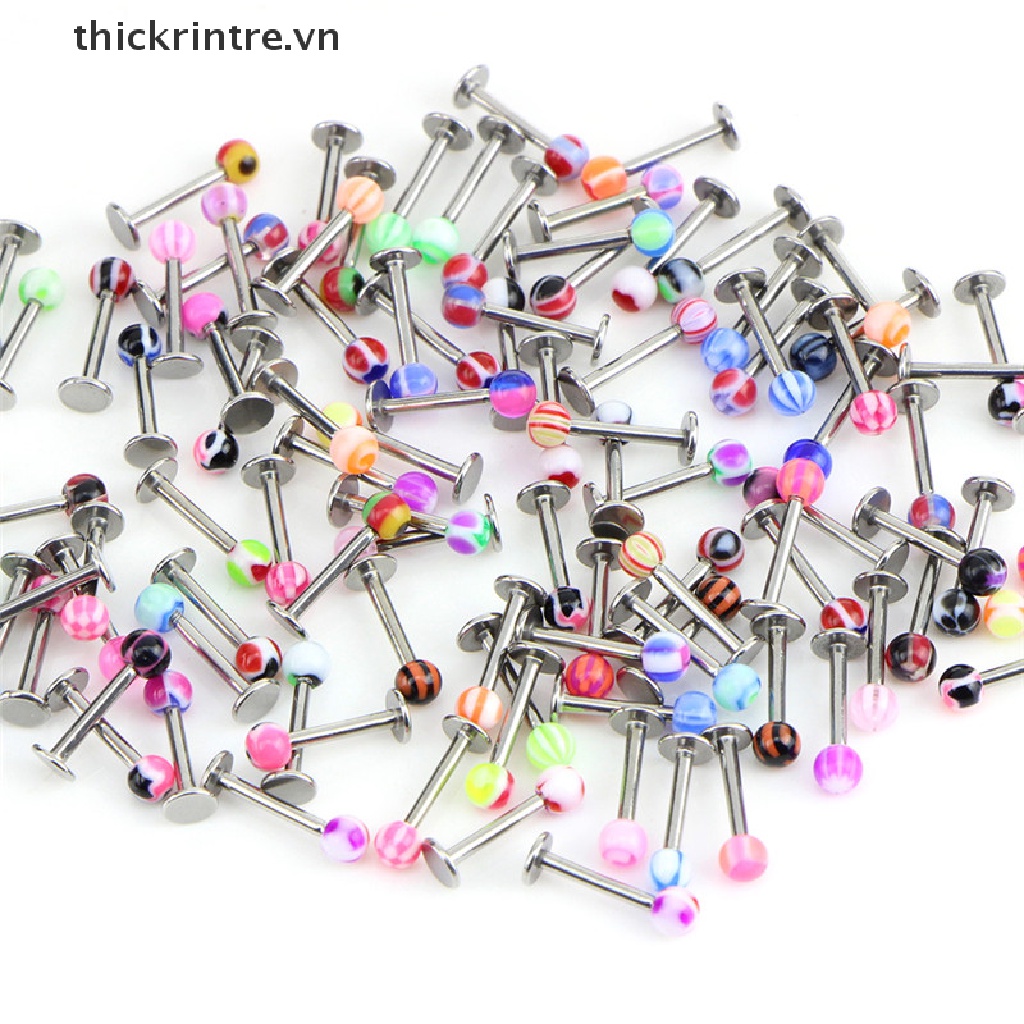 Set 10 / 30 / 50 Khuyên Xỏ Môi 16G Bằng Thép Không Gỉ Cá Tính