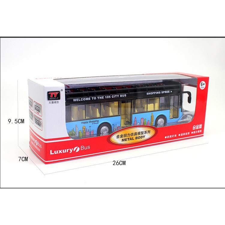 Mô hình Xe bus mui trần, xe bus 2 tầng đồ chơi ô tô cho bé
