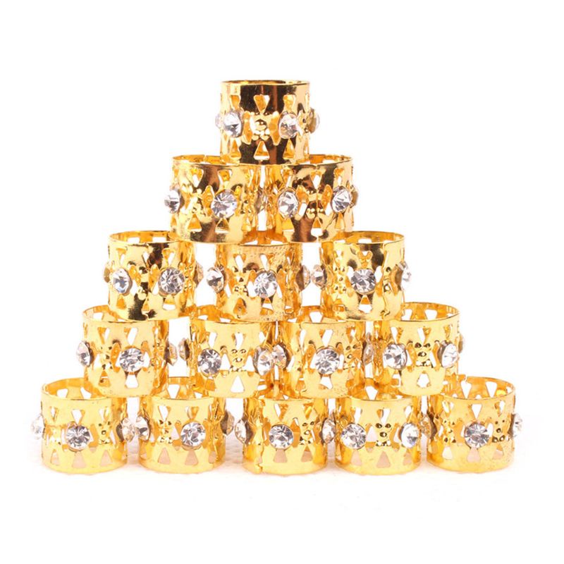 Set 5 Kẹp Kim Loại Màu Vàng / Bạc Làm Đẹp Tóc Dreadlock Có Thể Điều Chỉnh