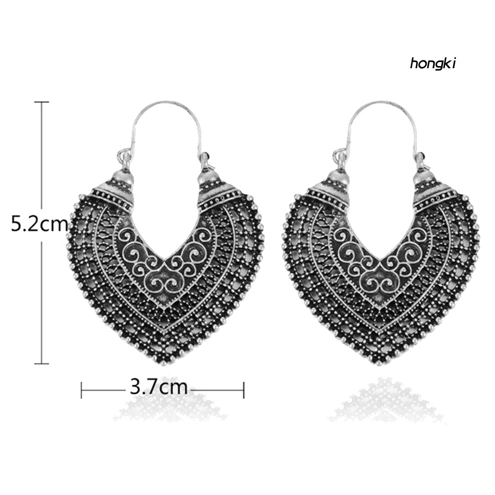 Hoa Tai Dáng Dài Mặt Hình Trái Tim Phong Cách Vintage