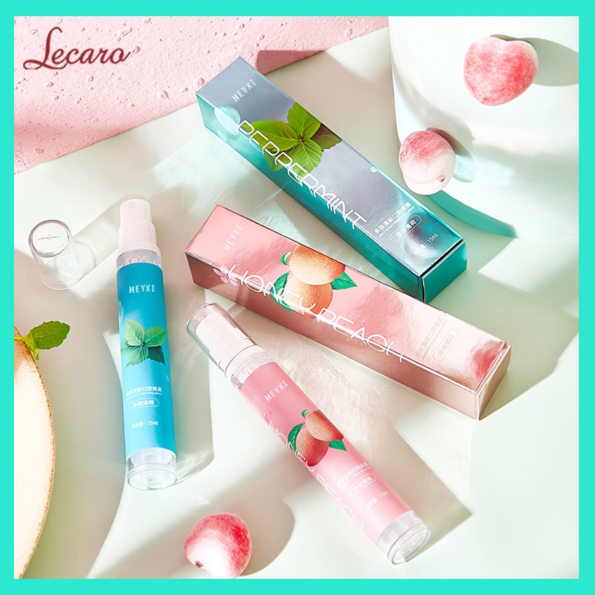 Xịt Thơm Miệng HEYXI 20ml Hương Đào Ngọt Ngào, Hương Bạc Hà Mát Lạnh, Dùng Sau Kem Đánh Răng, Nước Súc Miệng  LECARO