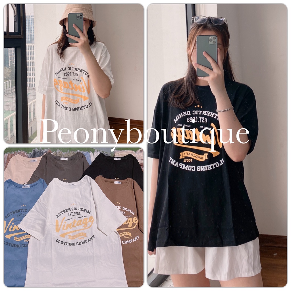 Áo Thun 3158 Vintage Tay Lỡ PEONYB Nữ [FREESHIP]  Phông form rộng oversize in hình cá tính hàn quốc đẹp ulzzang