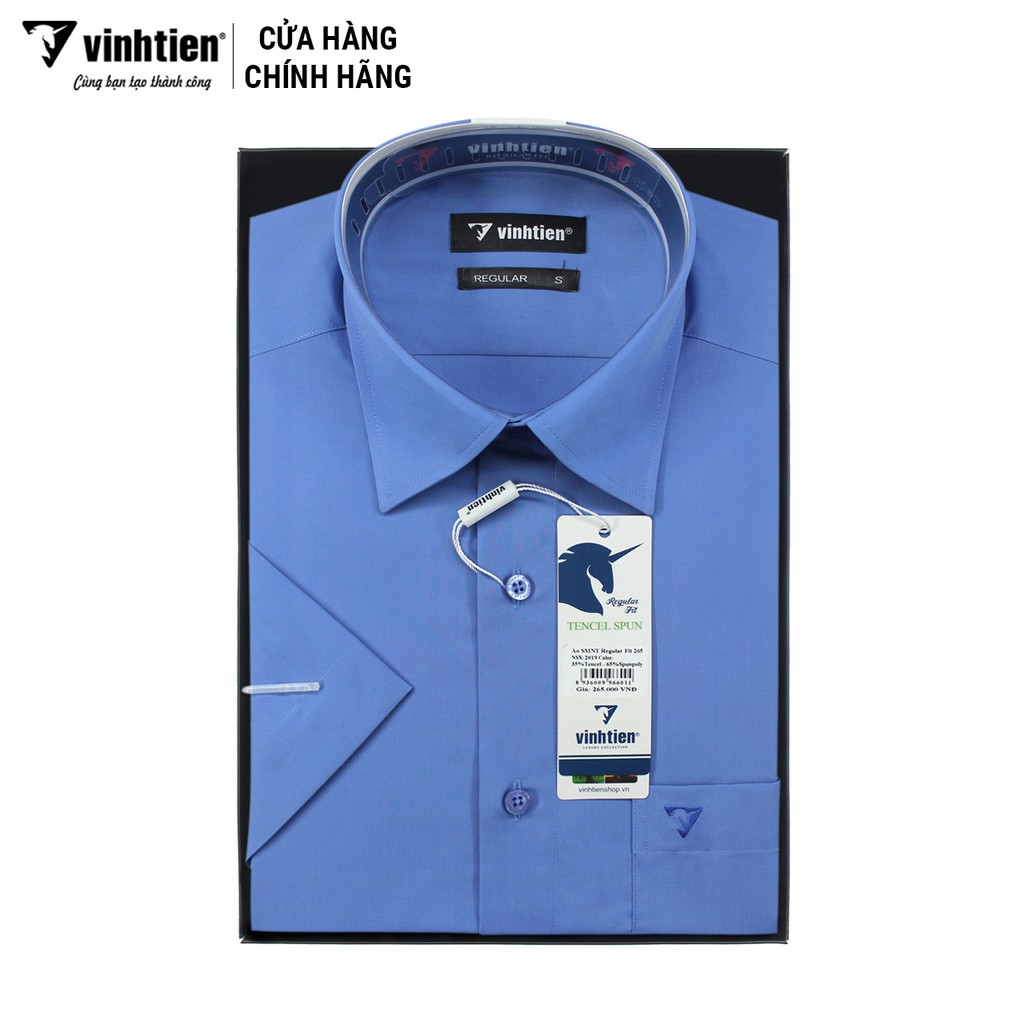 Áo Sơ Mi Ngắn Tay Màu Tencel-Spun Regular Fit 295 Vĩnh Tiến - Vạt Bầu - VM6-G508