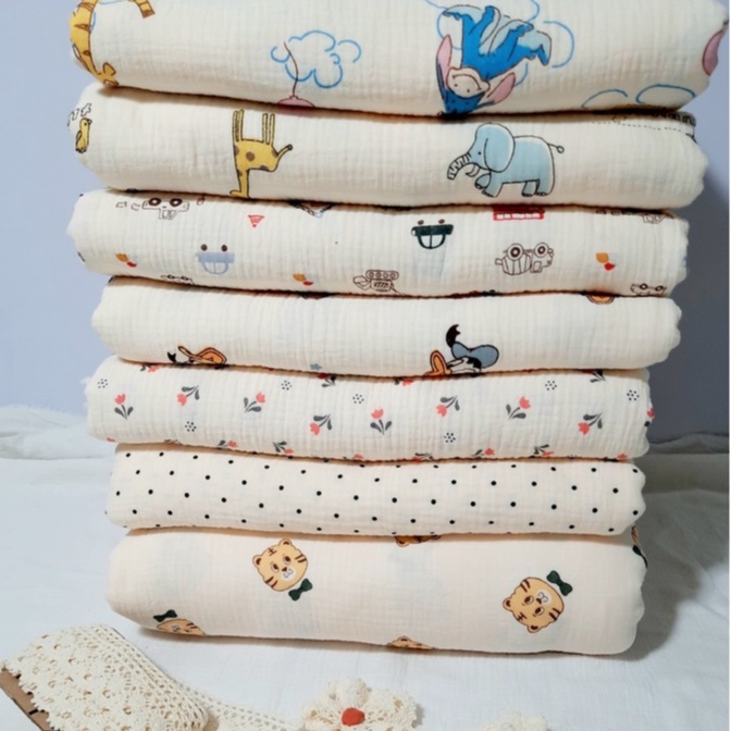 Vải xô muslin họa tiết 2 lớp khổ 140-145cm