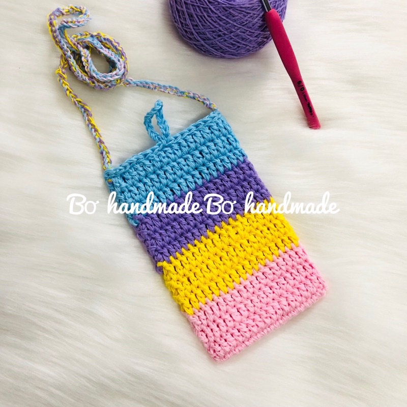 Túi đựng điện thoại Handmade móc thủ công bằng sợi cotton 100% cực dễ thương, đẹp nhức nhối, siêu kute