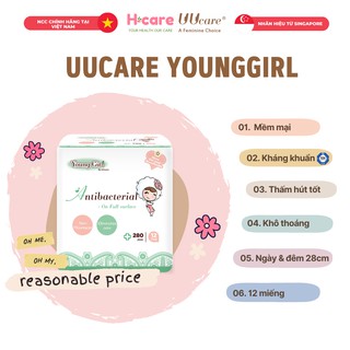 [UUCARE] Băng vệ sinh kháng khuẩn YoungGirl ngày và đêm 28cm