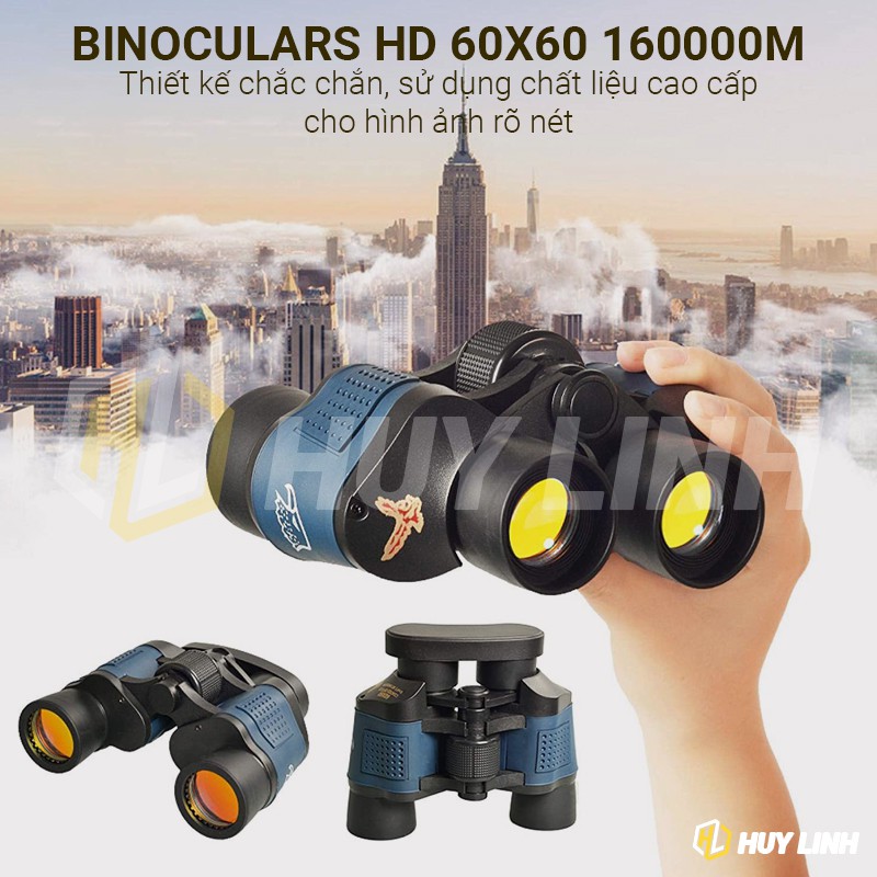 Ống nhòm 2 mắt Binoculars Night Vision 60x60 HD 3000m - Hỗ trợ tầm nhìn đêm