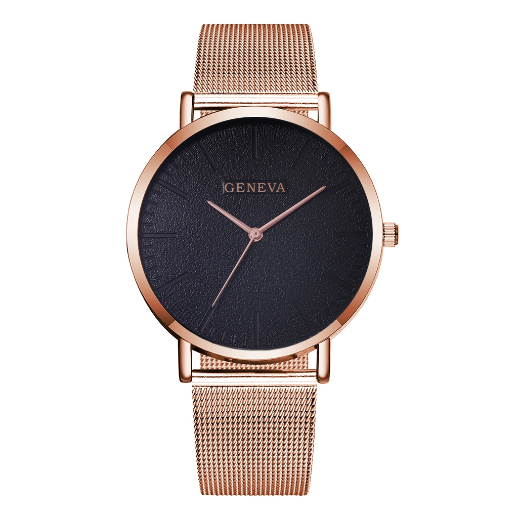 Fashion Unisex Quartz Watches Women Men Stainless Steel Mesh Band Wristwatch