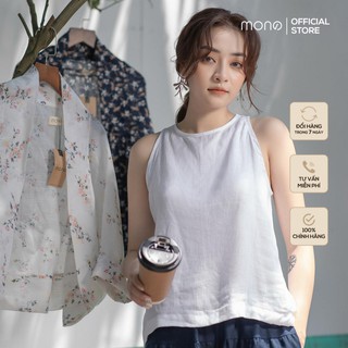 Áo cổ yếm trắng vải linen tự nhiên MONO