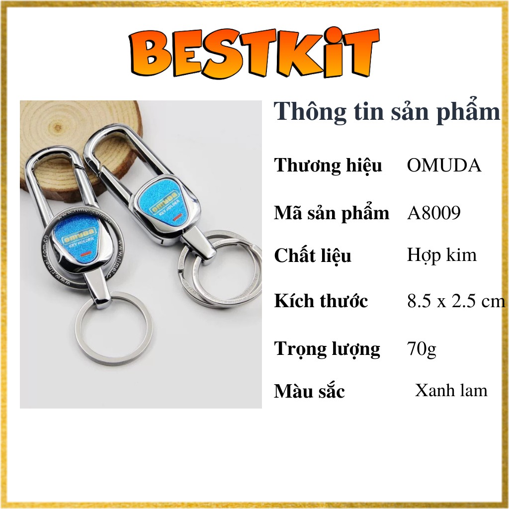 Móc chìa khóa xe máy ô tô thương hiệu OMUDA cao cấp có chốt treo đĩa quần - A8009