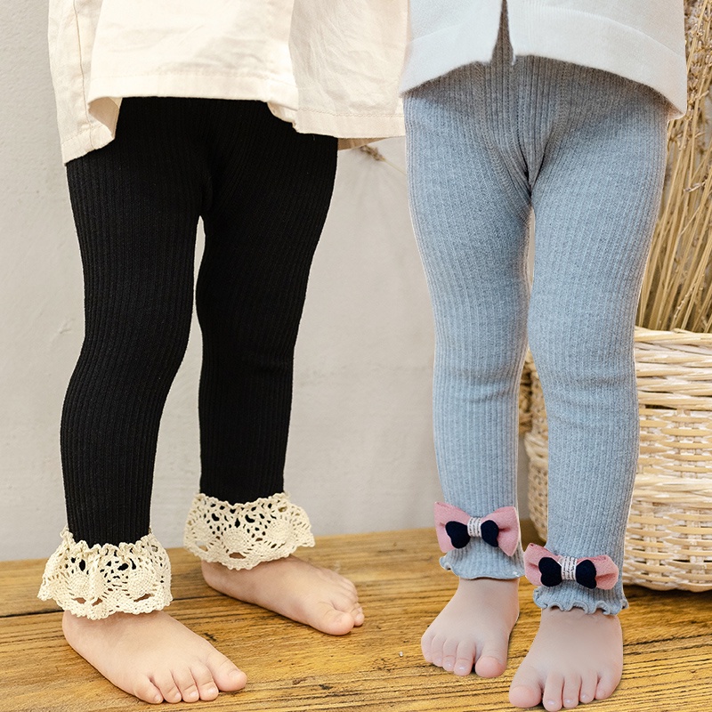 Quần Legging Phối Ren Mềm Mại Cho Bé Gái 0-4 Tuổi