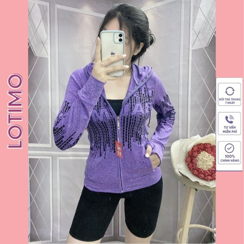 Áo khoát nữ chống nắng form rộng áo khoác nữ bigsize có mũ thun lạnh trung niên cá tính mùa hè đẹp dày đẹp LOTIMO AK02