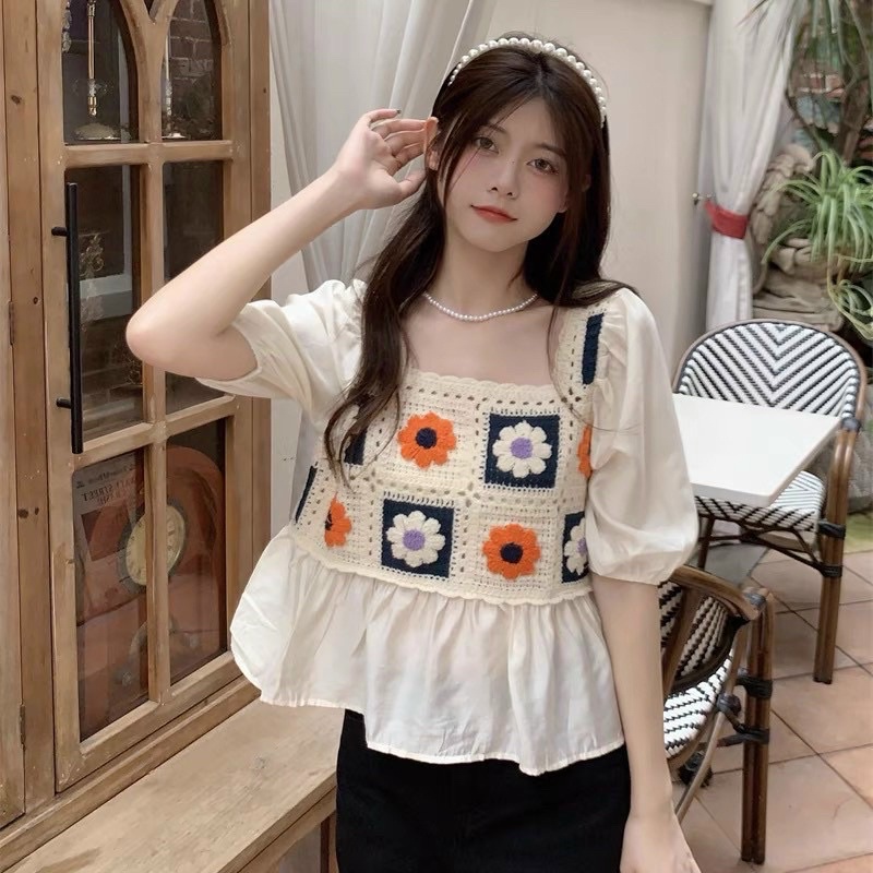 Áo sơ mi pha len Đan hoa cực xinh SM07