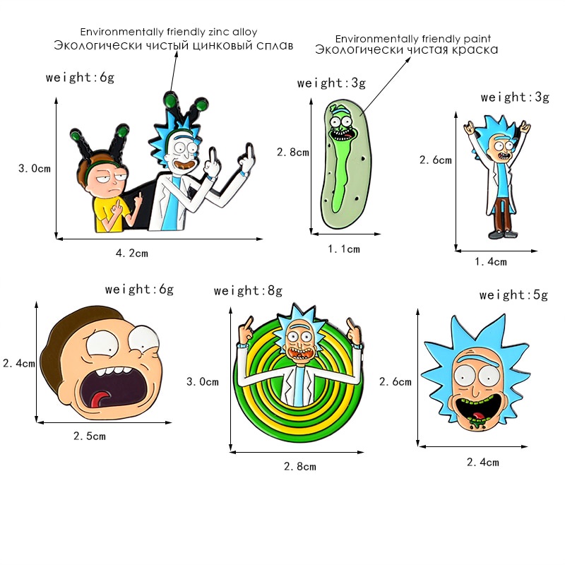 Ghim cài áo hình hoạt hình Rick and Morty ngộ nghĩnh đáng yêu