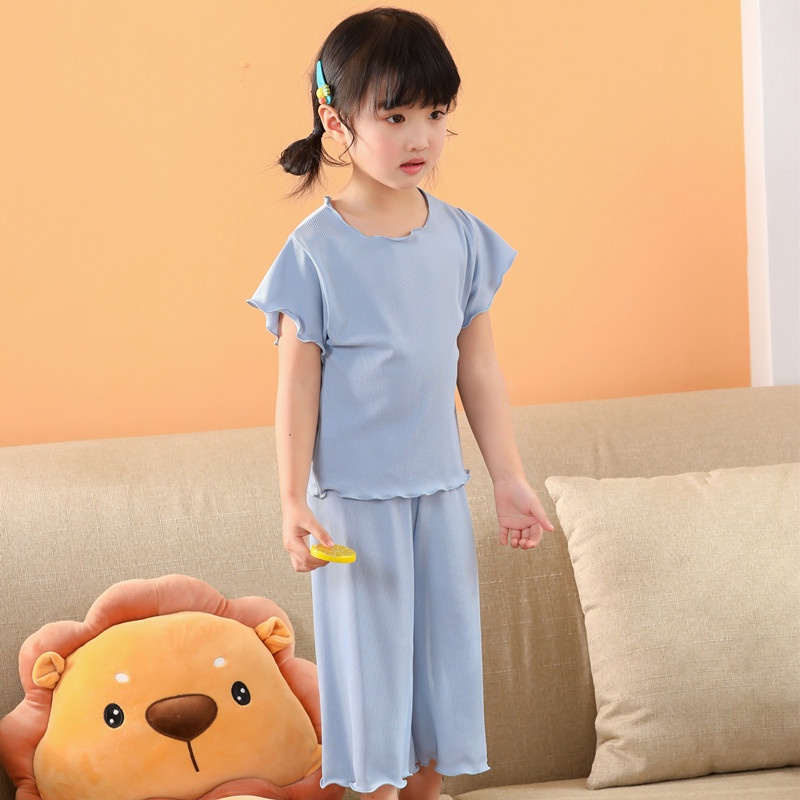 Bộ đồ ngủ yaoeenh tay ngắn chất vải lụa lạnh thời trang mùa hè cho bé