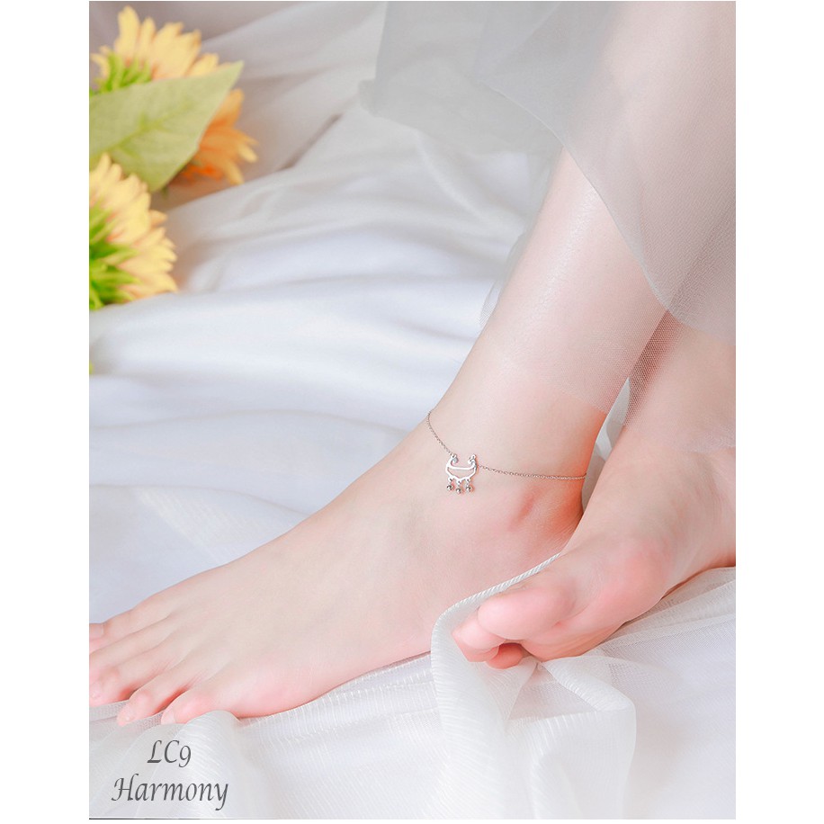 Vòng chân, lắc chân nữ nhỏ mảnh Emma xinh xắn, nữ tính LC9 | Bạc 925 cao cấp xi kim | TRANG SỨC BẠC HARMONY