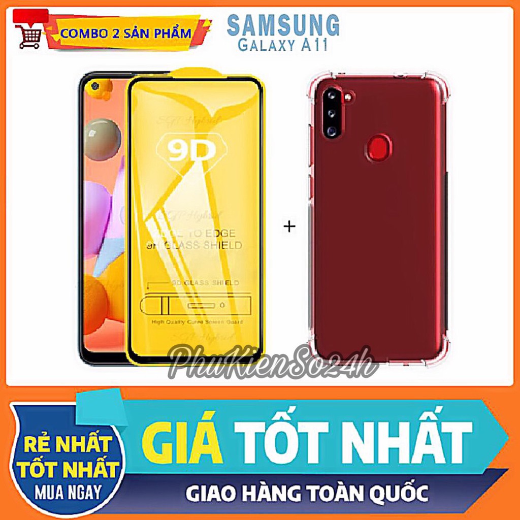 Bộ Kính Cường Lực Full Màn Hình + Ốp lưng chống sốc 4 cạnh Samsung A11