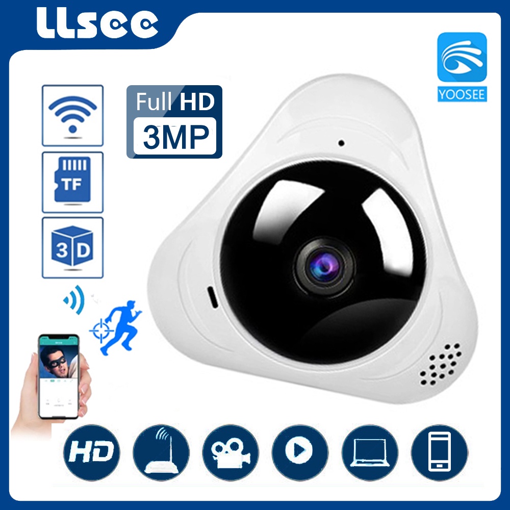 LLSEE YOOSEE 360 độ HD 3MP VR 3D Smart Home Baby Monitor Wifi Toàn cảnh Fisheye Micro Camera IP không dây CCTV Camera an ninh trong nhà P2P