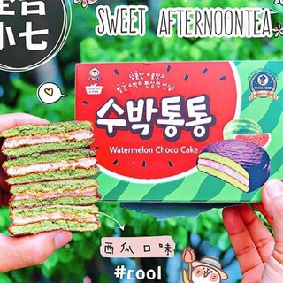 Bánh Chocopie Dưa Hấu Watermelon Choco Cake Nhập Hàn Quốc 116G 4 bánh