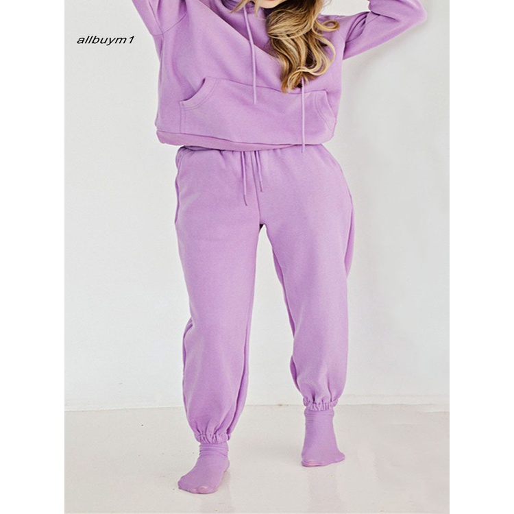 Bộ đồ gồm áo Hoodie dày kèm quần dài phong cách thể thao hợp thời trang cho nữ