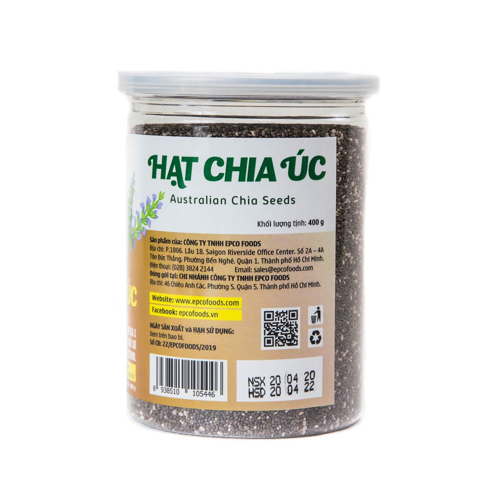 HẠT CHIA GIẢM CÂN ÚC EPCO FOODS (HŨ 400GR)