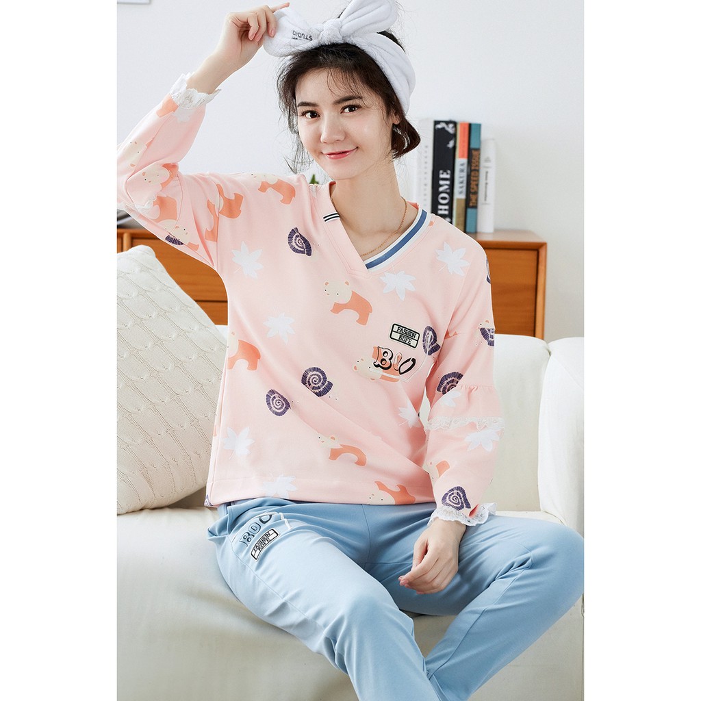 [ẢNH THẬT] Đồ bộ nữ Bộ mặc nhà vải COTTON 100% thông thoáng & thấm hút mồ hôi tốt, style Hàn Quốc (609)