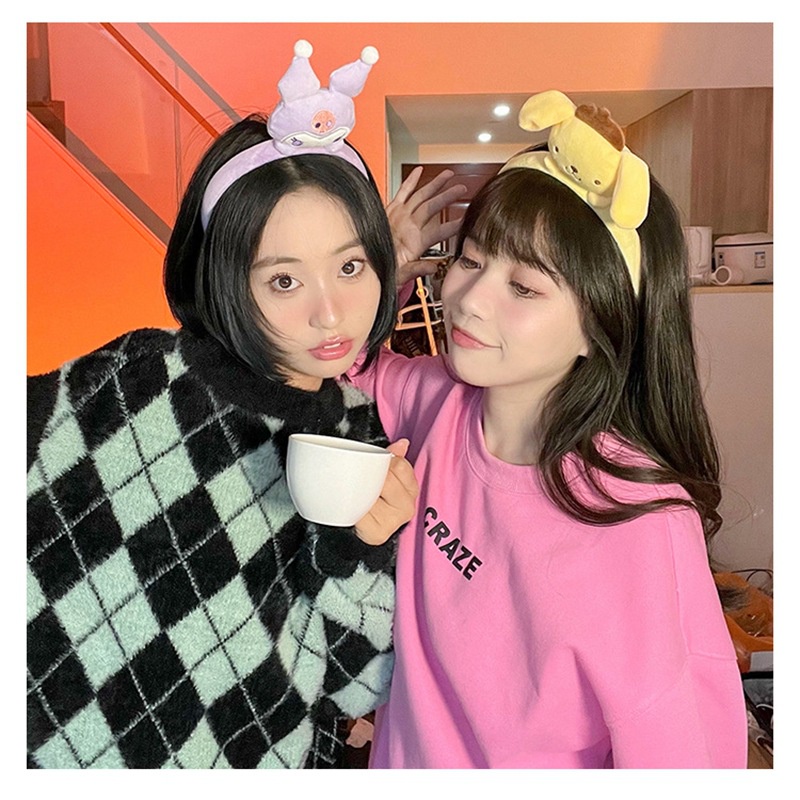 DISNEY Ag Băng Đô Trang Điểm / Trang Điểm Bằng Vải Bông Họa Tiết Hoạt Hình melody kuromi Cinnamon Stellalou Dễ Thương Dành Cho Bạn Nữ