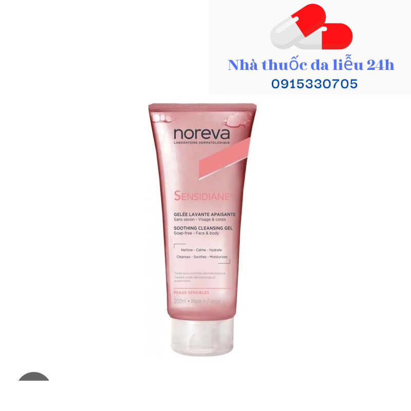Noreva Sensidian  Soothing Cleansing gel 200ml sữa rửa mặt dành cho da nhạy cảm