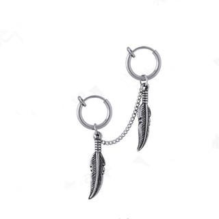 Khuyên tai nam kẹp vành kép chiếc lá không cần xỏ lỗ