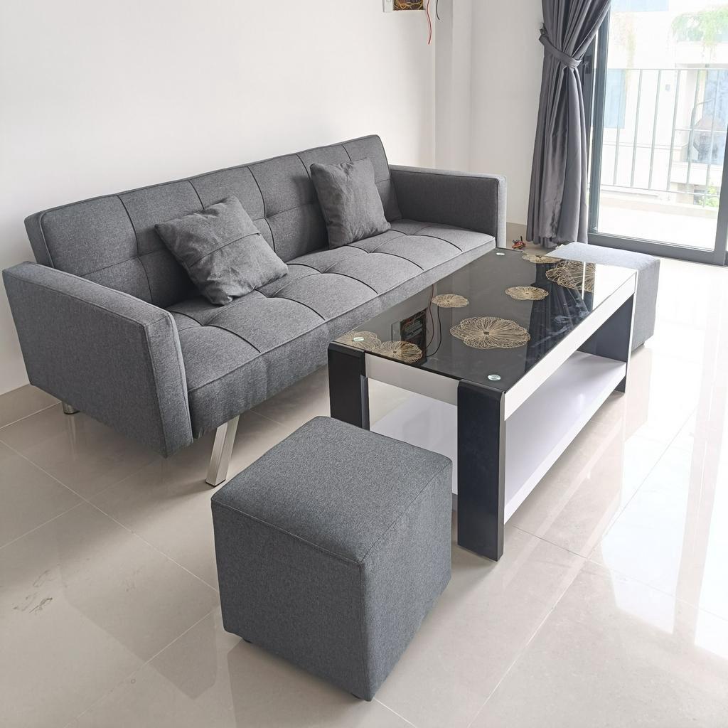 Bộ ghế sofa bed 6 món đặt phòng khách siêu sang, sofa giường nằm Xám bố chính hãng - bảo hành 12 tháng