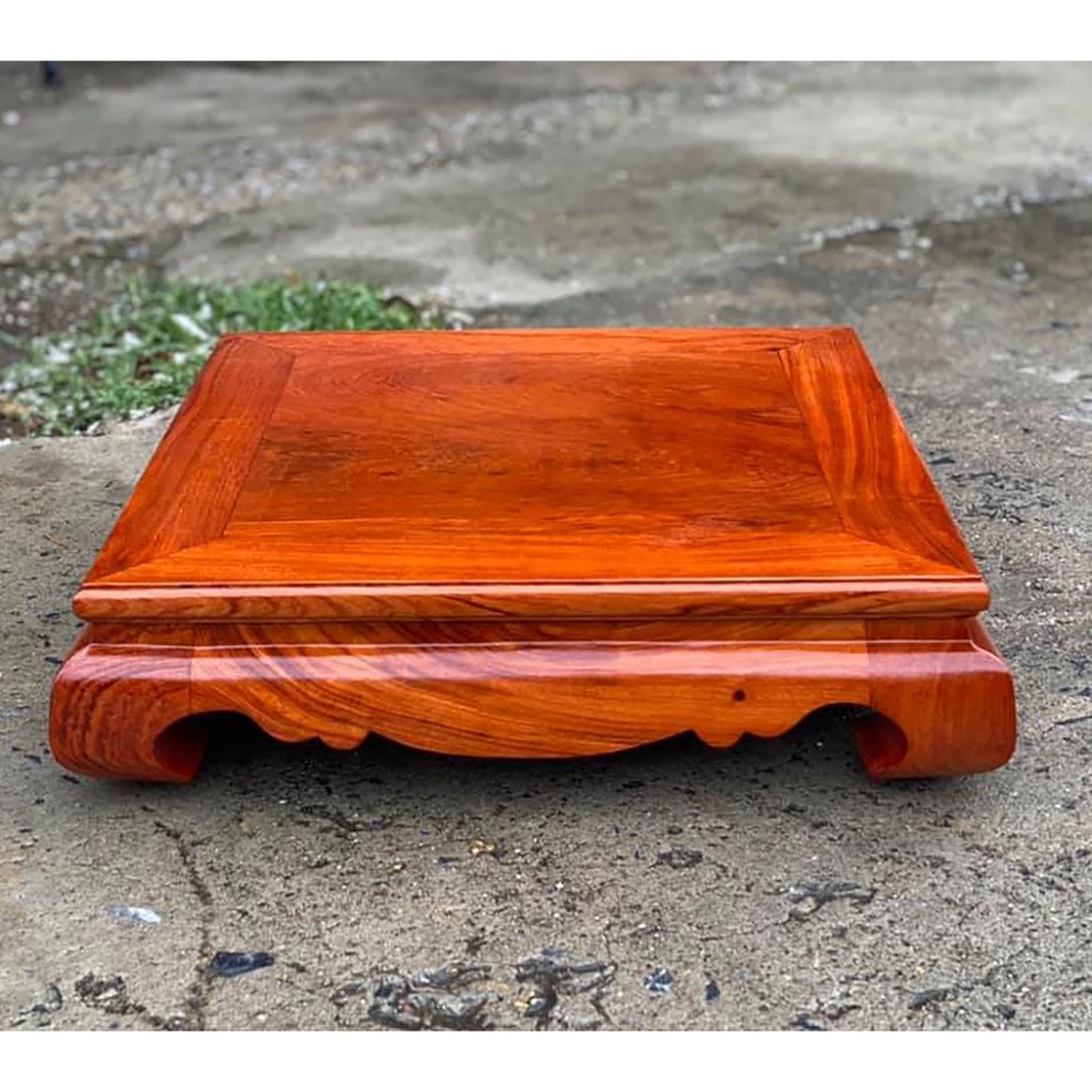 Đế trơn vuông kê đồ trang trí phòng khách gỗ hương cao 9cm