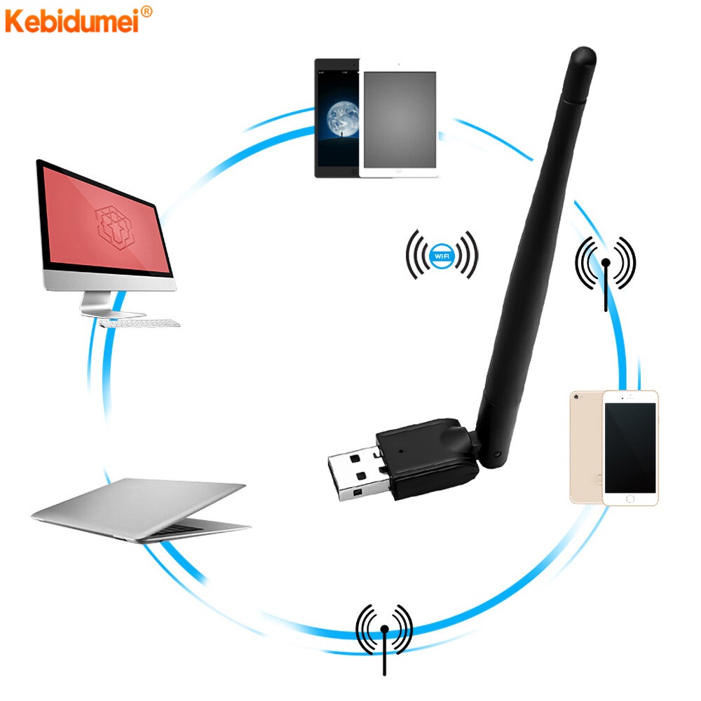 Bộ thu mạng không dây chuẩn N Mini Ethernet kết nối USB Wifi 150Mbps MT7601 với ăng ten rời băng thông và tốc độ cao