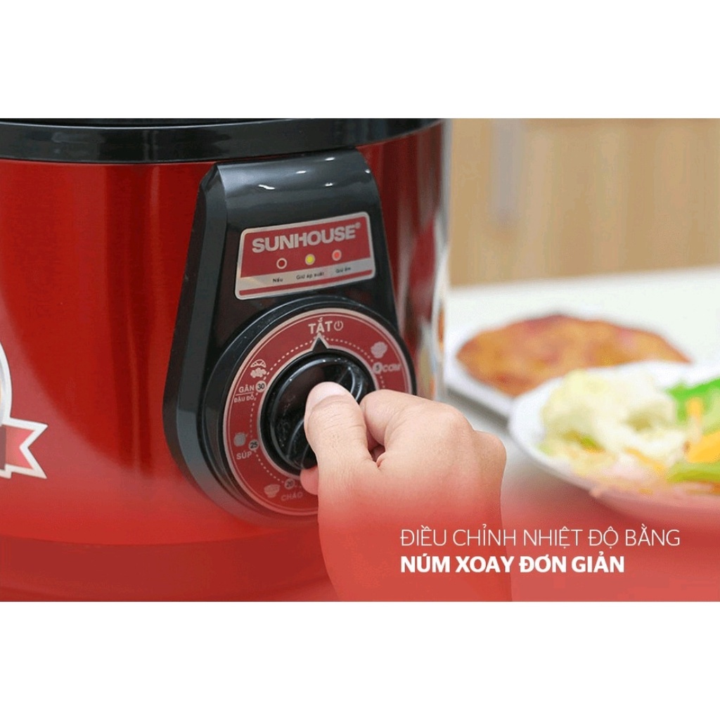 Nồi áp suất điện 5 L- Nồi áp suất SUNHOUSE đa năng hầm điện nấu cháo hẹn giờ tắt [BẢO HÀNH 12 THÁNG]