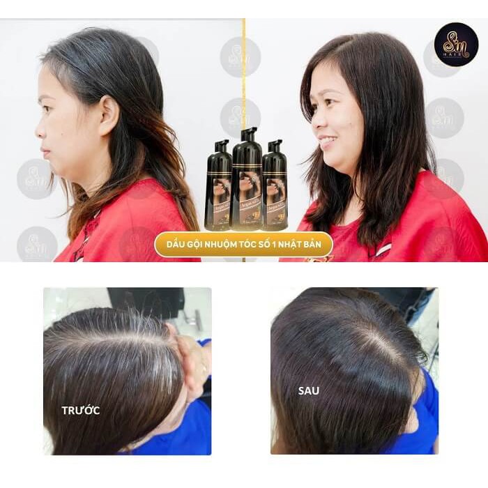 Dầu Gội Phủ Bạc Sin Hair Nhật Bản 500ML Thành Phần Nhân Sâm Tự Nhiên Giúp Đen Tóc Bóng Mượt Giảm Rụng Tóc