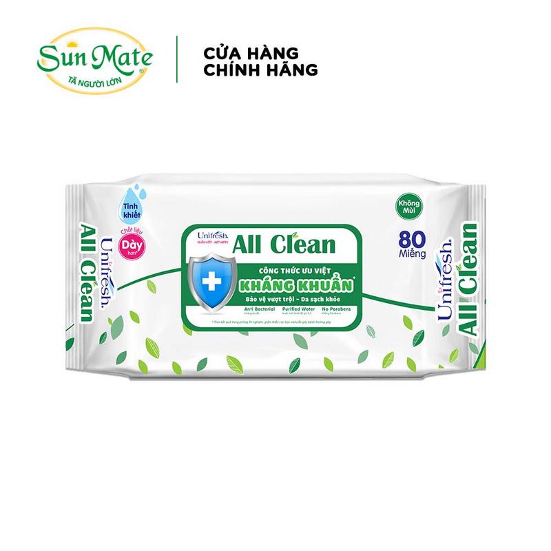 Combo 3 bịch Khăn Ướt Unifresh All Clean 80 Miếng