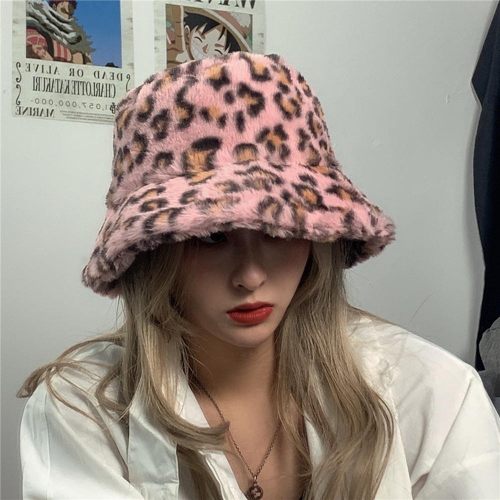 Nón Bucket Vải Bông 22M300 In Họa Tiết Da Báo Phong Cách Hàn Quốc Hợp Mùa Thu Đông Cho Nữ
