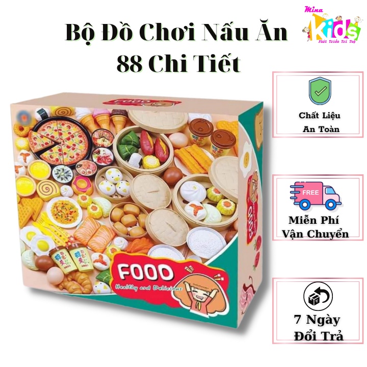 Bộ Đồ Chơi Nấu Ăn 88 Chi Tiết Đầy Đủ Các Dụng Cụ Và Món Ăn Cho Bé Vừa Chơi Mà Học