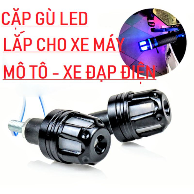 CẬP 2 ĐẦU GÙ TAY LÁI XE MÁY CÓ ĐÈN LED SIÊU ĐẸP MẪU MỚI