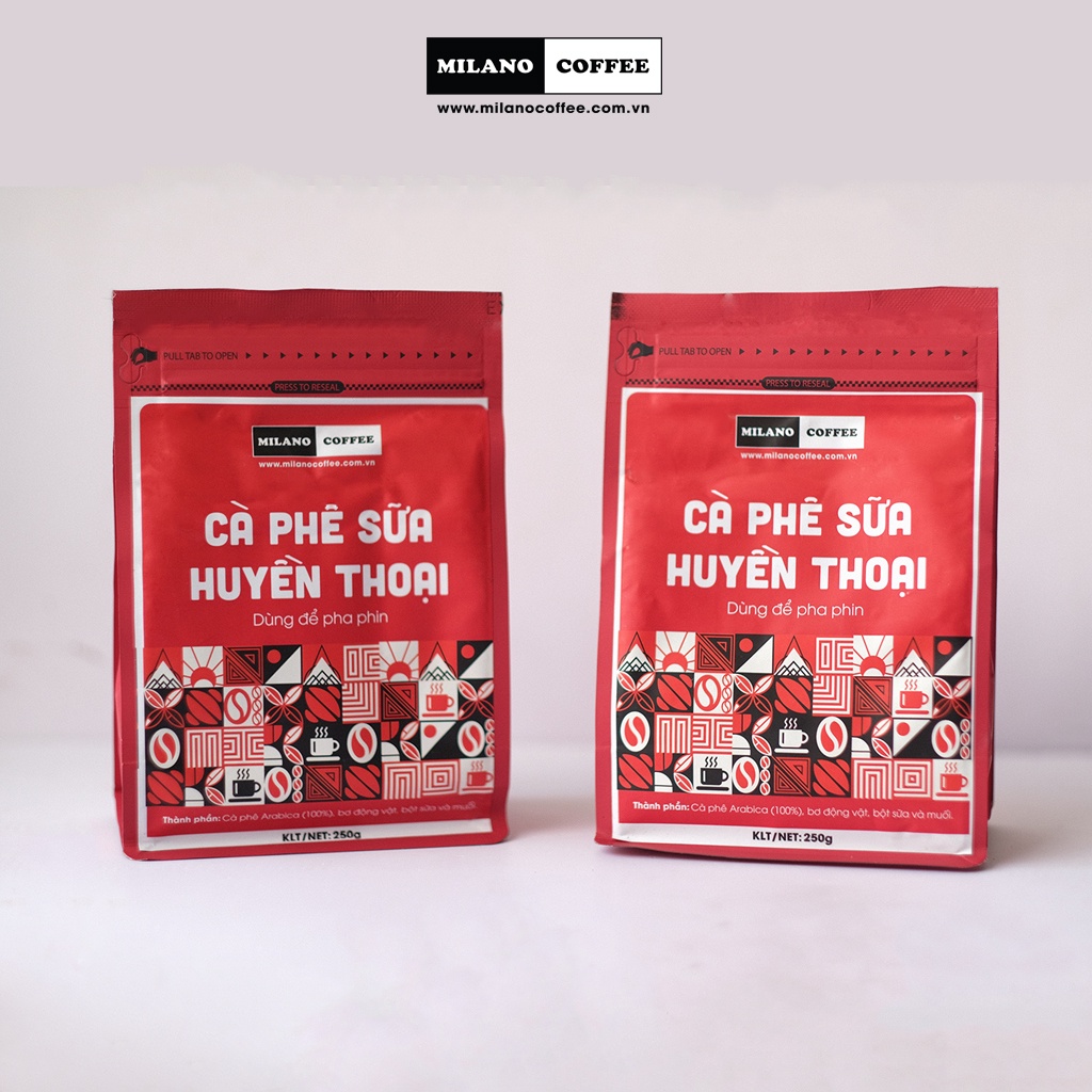 Combo 2 gói cà phê Milano Coffee 100% Arabica - Cà Phê Sữa Huyền Thoại 250gr