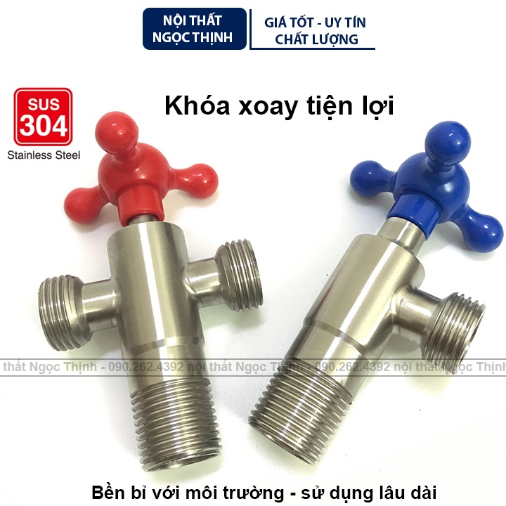 [VAN KHÓA XOAY] Van khóa nước inox sus304 siêu bền khóa xoay tiện lợi 1 nhánh/2 nhánh