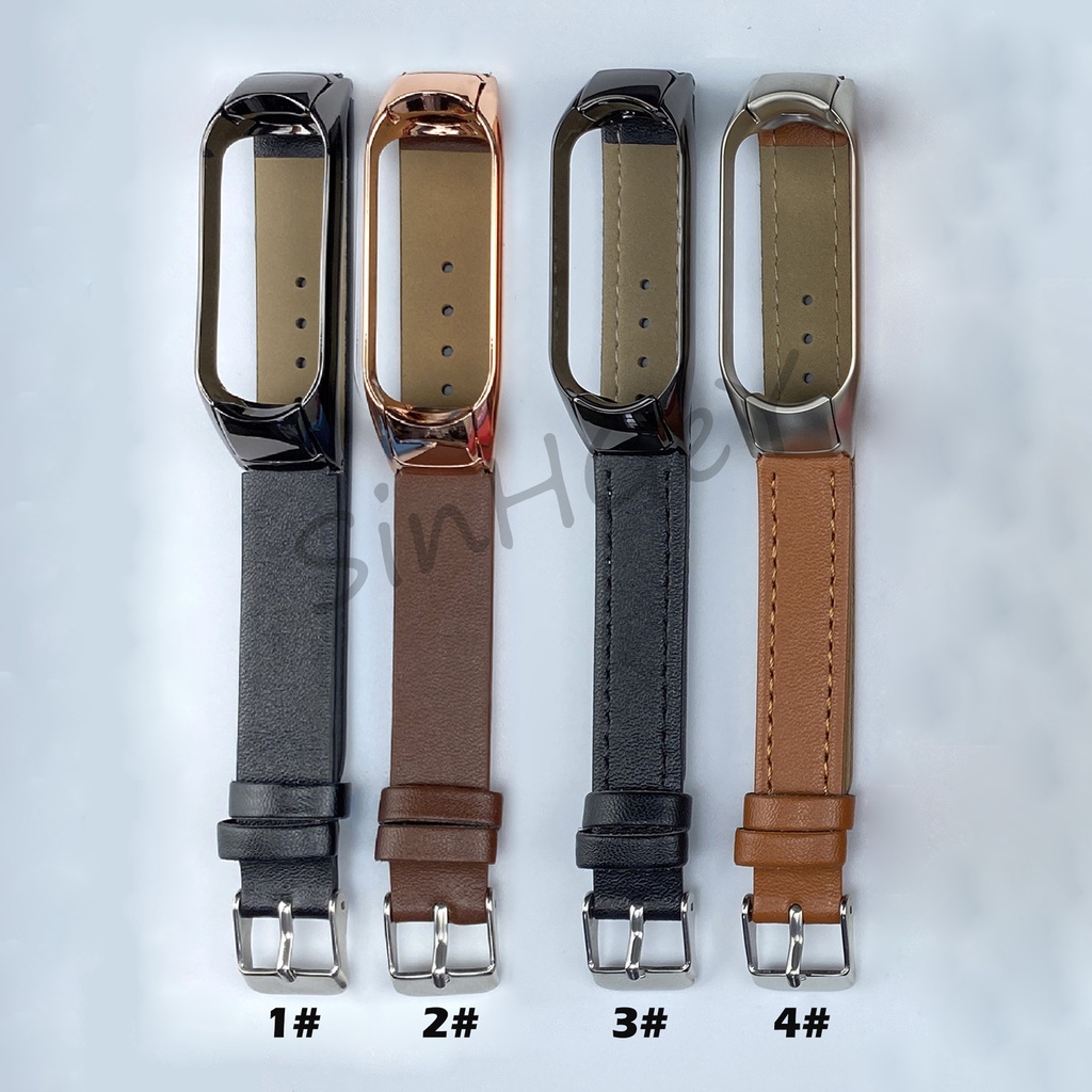 Dây Đeo Thay Thế Chất Liệu Da Cho Xiaomi Mi Band 7 Mi Band 3 / 4 / 5 / 6