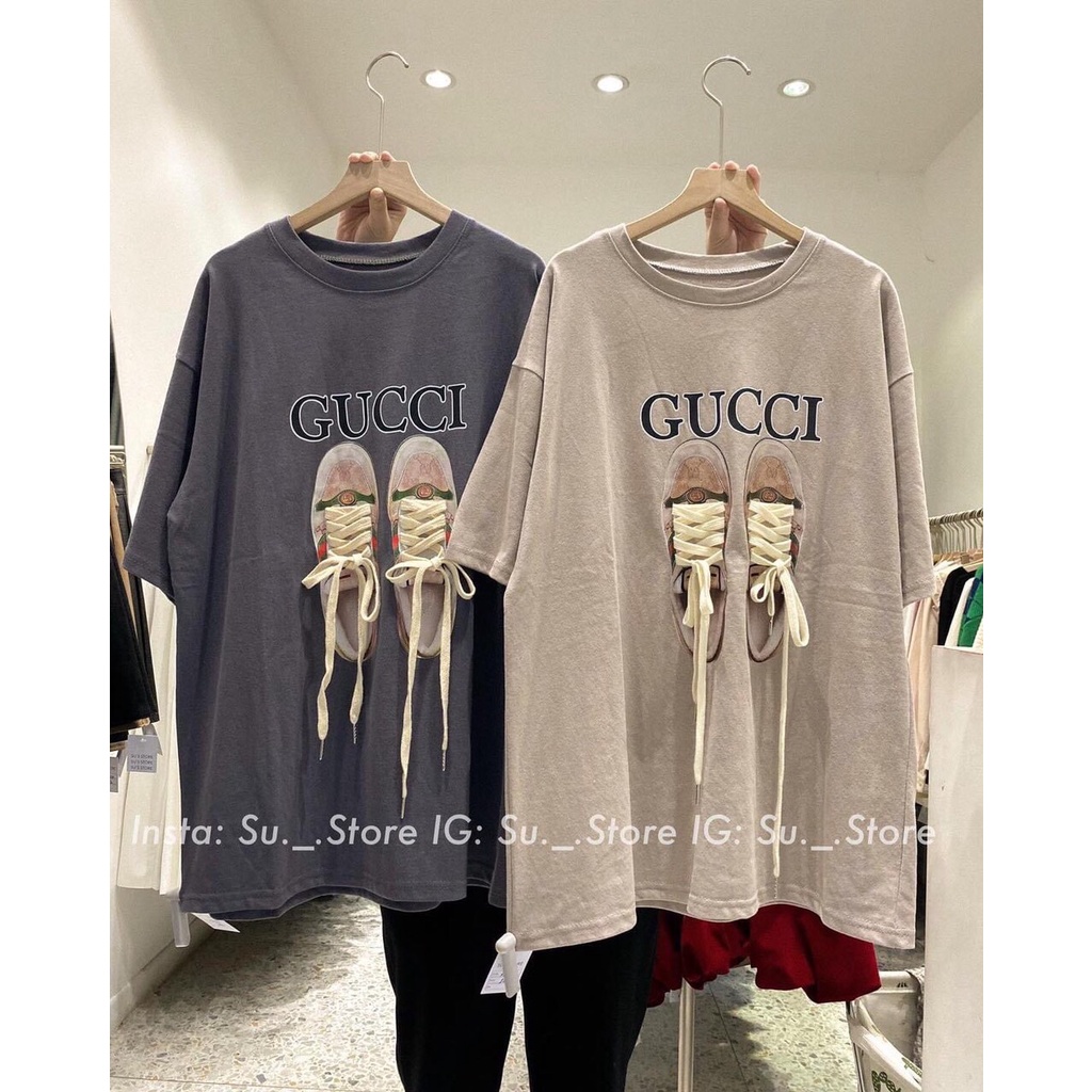 Áo phông tay lỡ GC đôi giày phom rộng 5 màu style hàn quốc/ Áo thun tay lỡ oversize nhiều màu trẻ trung cá tính_2su