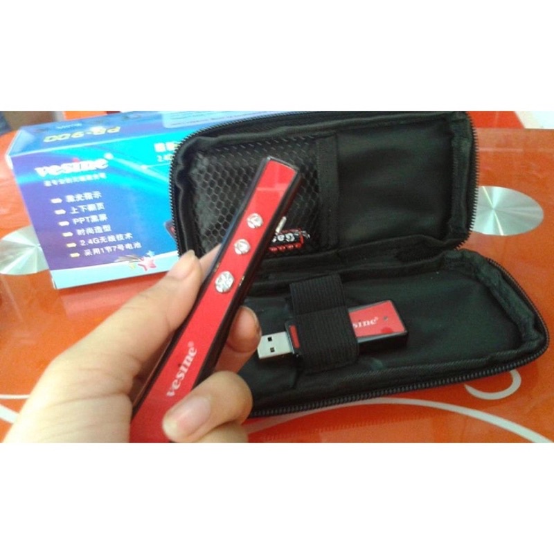 Bút trình chiếu laser thuyết trình Vesine PP900, bút chỉ chính hãng, tặng kèm bao da, dùng cho giáo viên, công sở...
