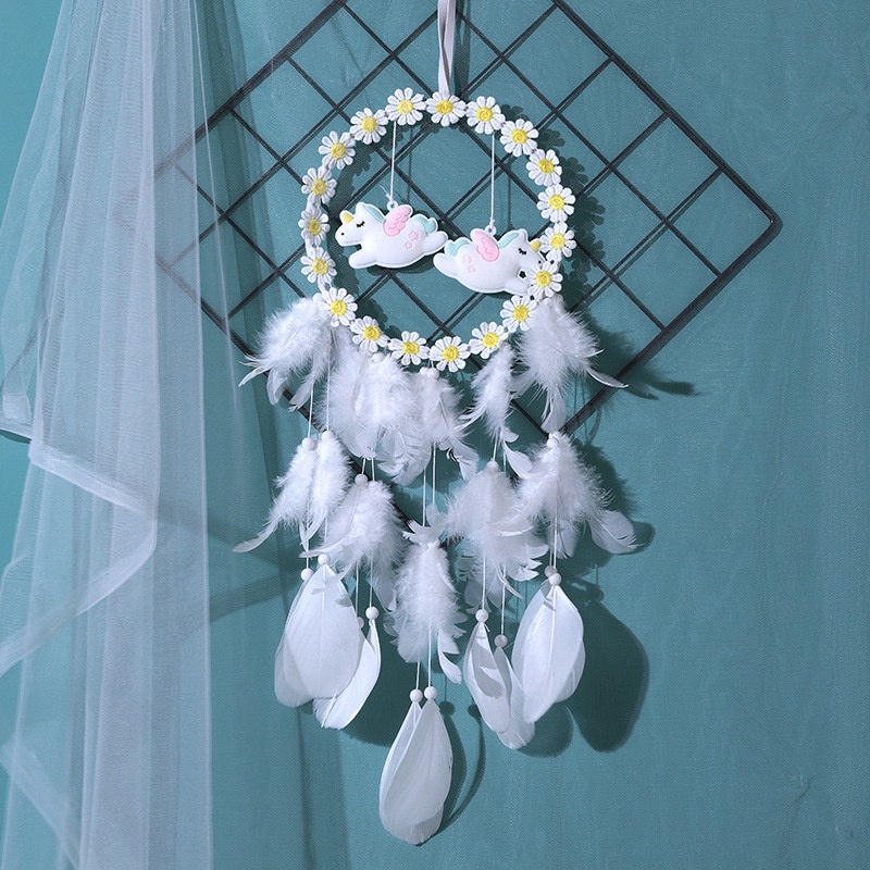 Dream Catcher Hoa Cúc-Kỳ Lân Trang trí Nhà Cửa, Phong Ngủ, Đám cưới, Chuông gió Ấn Độ
