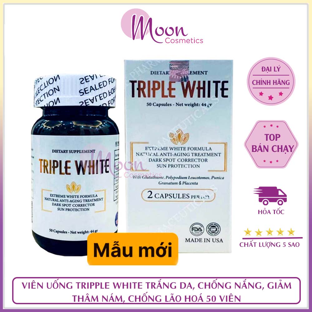 Viên uống TRIPPLE WHITE trắng da, chống nắng, giảm thâm nám, chống lão hoá 50 viên