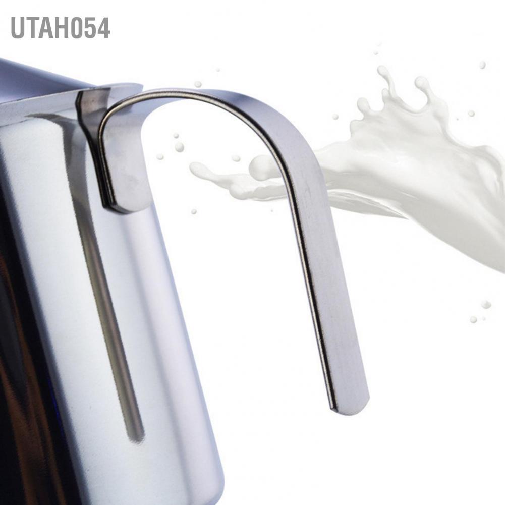 Utah054 400cc Manual Milk Creamer Frother Double Layer Filter Stainless Steel Heatable Easy Clean with Handle