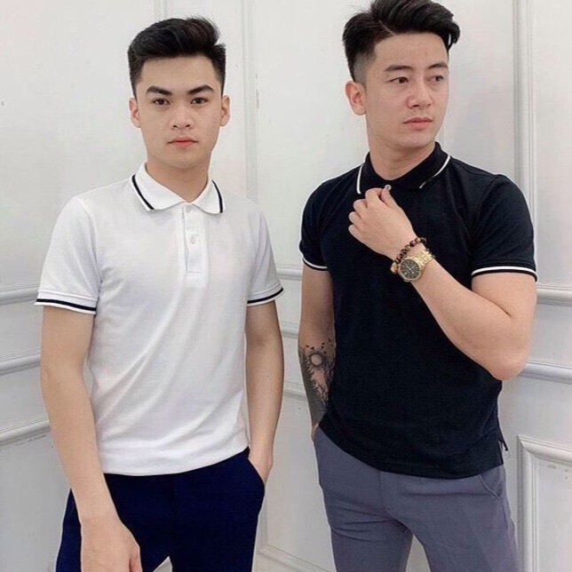 Áo phông nam ngắn tay cổ bẻ phối viền cao cấp : Kiểu dáng Hàn Quốc chất liệu cotton , co giãn 4 chiều(APKV) | BigBuy360 - bigbuy360.vn